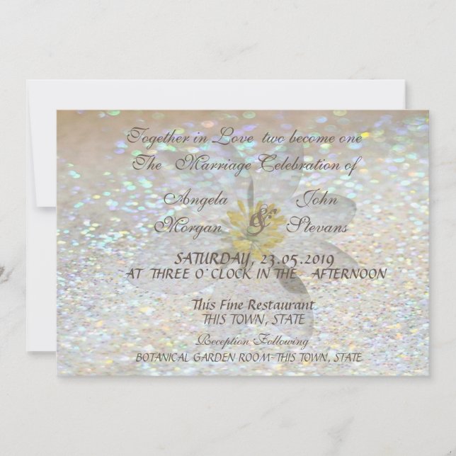 Elegant Stylish,Glittery,Daisy  Wedding Invitation (Front)