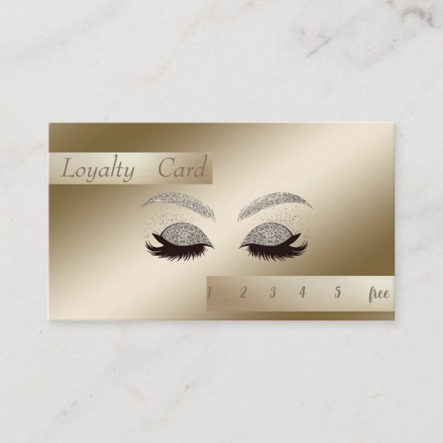 Elegant Stylish, Glittery Faux Lashes Loyalty Card (Front)