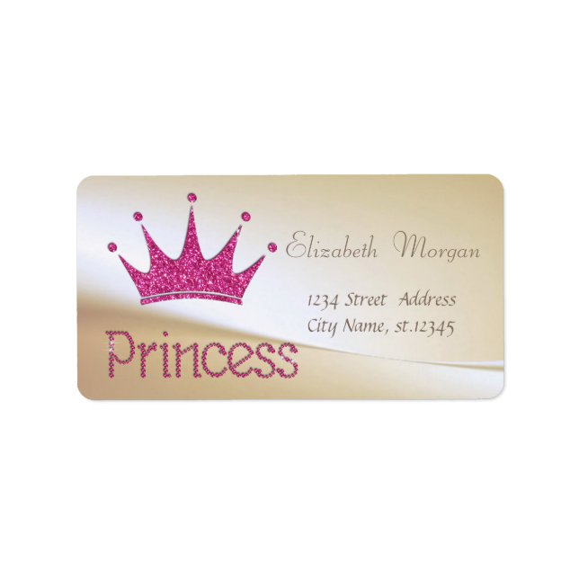 Elegant  Stylish Glittery Tiara Princess Label (Front)