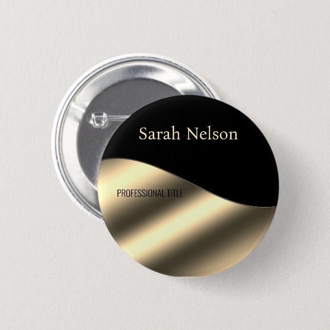 Elegant Stylish Gold Black 2 Inch Round Button (Front & Back)