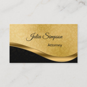 Elegant, Stylish, Gold & Black Damask, Attorney Business Card