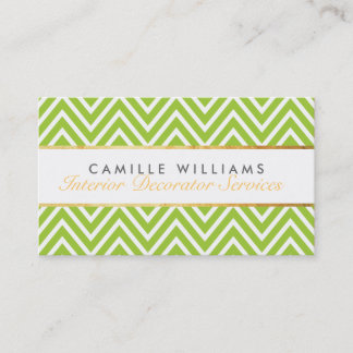 ELEGANT stylish gold chevron pattern lime green Business Card
