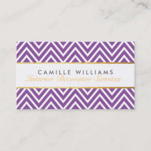 ELEGANT stylish gold chevron pattern violet purple Business Card