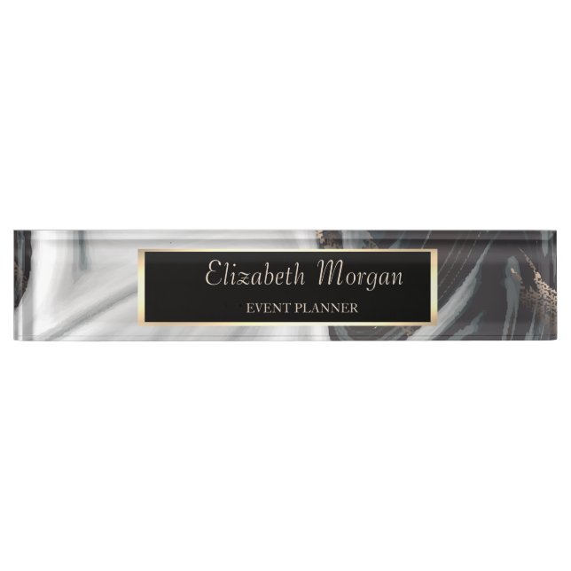 Elegant Stylish Gold Frame, Marble Nameplate (Front)