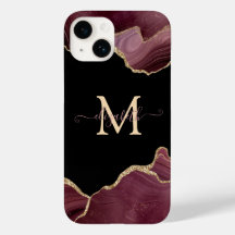 Elegant Stylish Gold Glitter Burgundy Agate