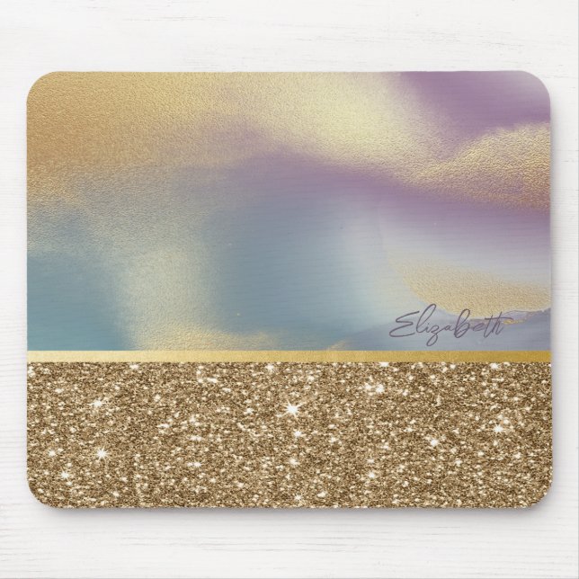 Elegant Stylish Gold Glitter Colourful Mouse Pad (Front)