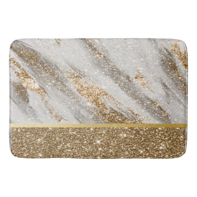 Elegant Stylish Gold Glitter Shiny  Bath Mat (Front)
