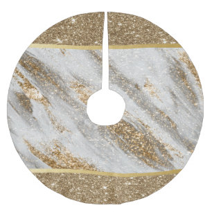 Elegant Stylish Gold Glitter Shiny   Brushed Polyester Tree Skirt