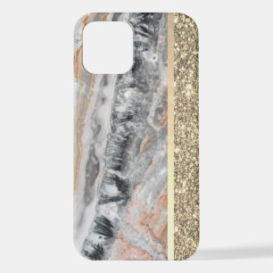 Elegant Stylish Gold Glitter Shiny Marble Stone   iPhone 12 Case