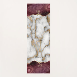 Elegant Stylish Gold Glitter Shiny White Marble Y Yoga Mat