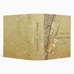 Elegant Stylish Gold Glitter Swirl Wedding Binder