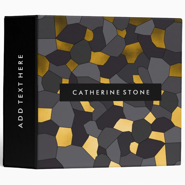 Elegant stylish gold grey and black mosaic binder (Front/Spine)