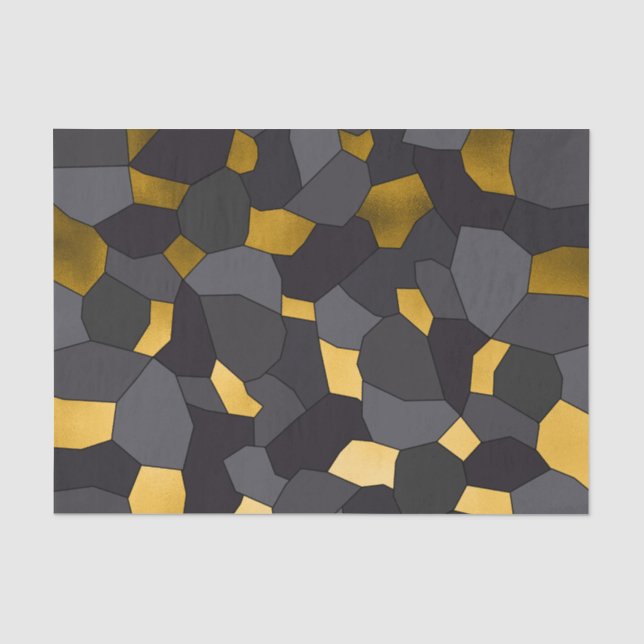 Elegant stylish gold grey and black mosaic tissue paper (Front)