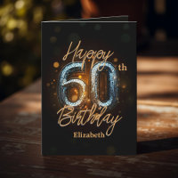Elegant Stylish Gold Mosaic on Black 60th Birthday