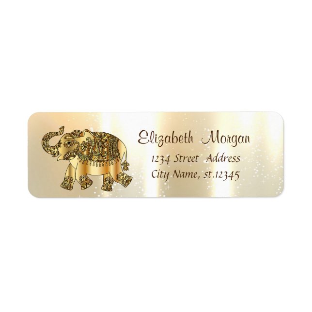 Elegant, Stylish  Gold, Paisley Elephant (Front)