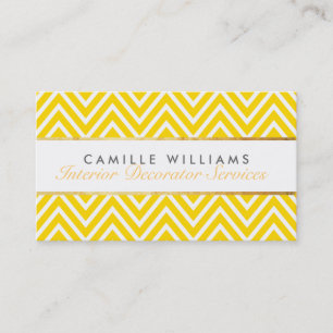 ELEGANT stylish gold strip chevron bright yellow Business Card