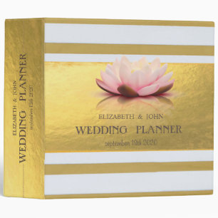 Elegant Stylish Gold Stripes Lotus Wedding Binder