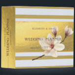 Elegant Stylish Gold Stripes Magnolia  Wedding Binder<br><div class="desc">Elegant chic floral wedding planner.</div>