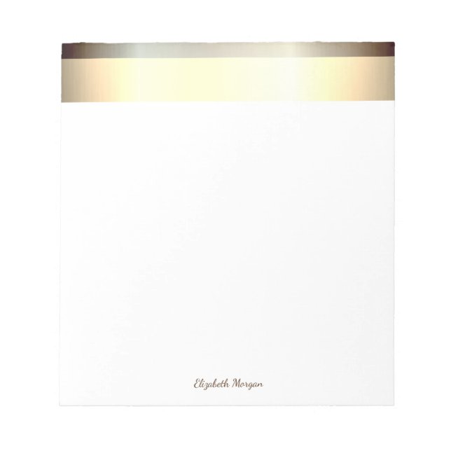 Elegant Stylish Gold, Stripes- Personalized Notepad (Front)