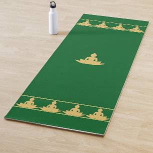 Elegant, Stylish Golden Buddha on Forest Green Yoga Mat