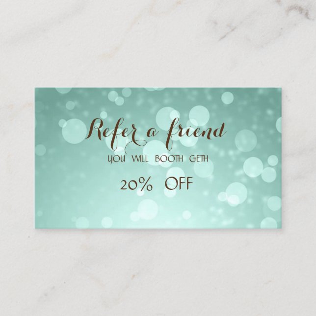Elegant Stylish  Green Bokeh  Referral Card (Front)