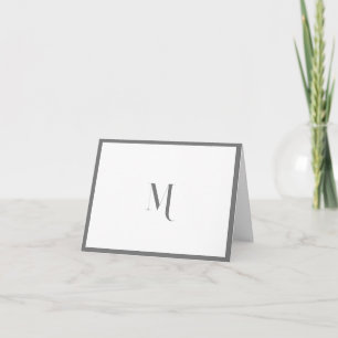 Elegant Stylish Grey Monogram Initial Border Note Card