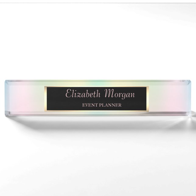 Elegant Stylish Holographic Iridescent  Frame Nameplate (Front)