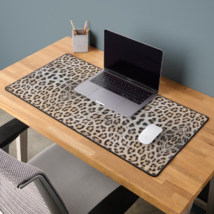 Elegant stylish leopard cheetah fur animal print desk mat