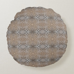 Elegant stylish leopard cheetah fur animal print round pillow
