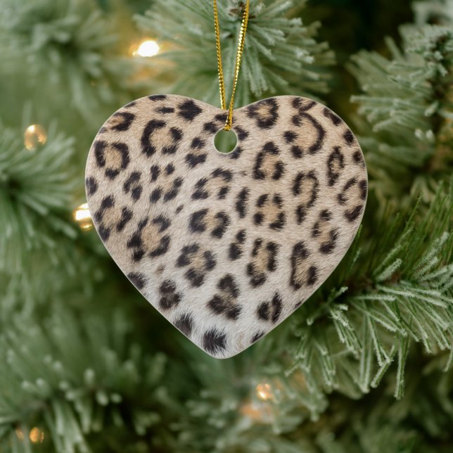 Elegant stylish leopard cheetah fur print pattern ceramic ornament (Tree)