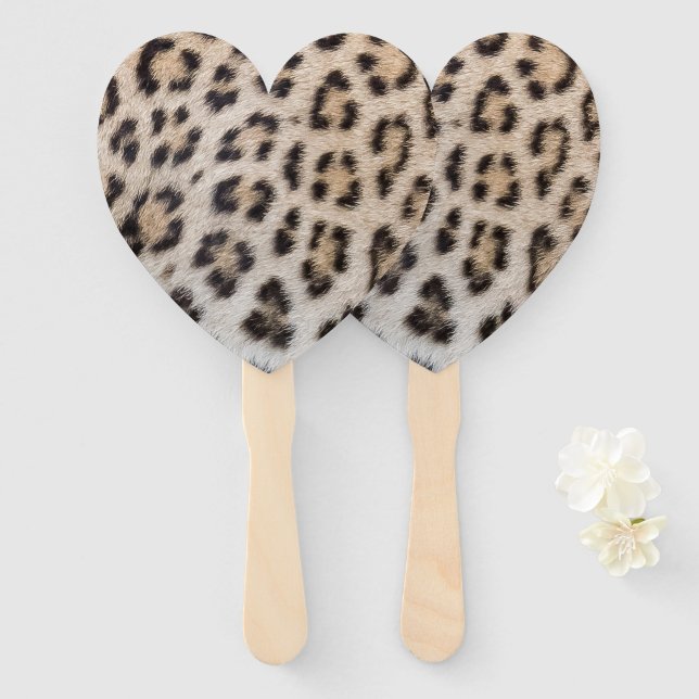 Elegant stylish leopard cheetah fur print pattern hand fan (Front and Back)