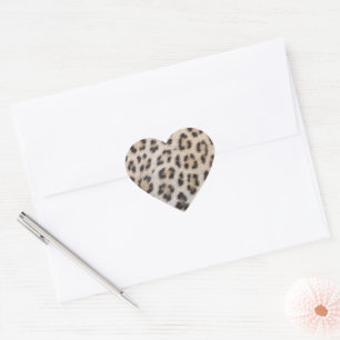 Elegant stylish leopard cheetah fur print pattern heart sticker