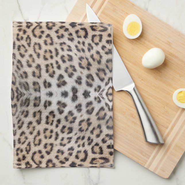 Elegant stylish leopard cheetah fur print pattern kitchen towel (Quarter Fold)