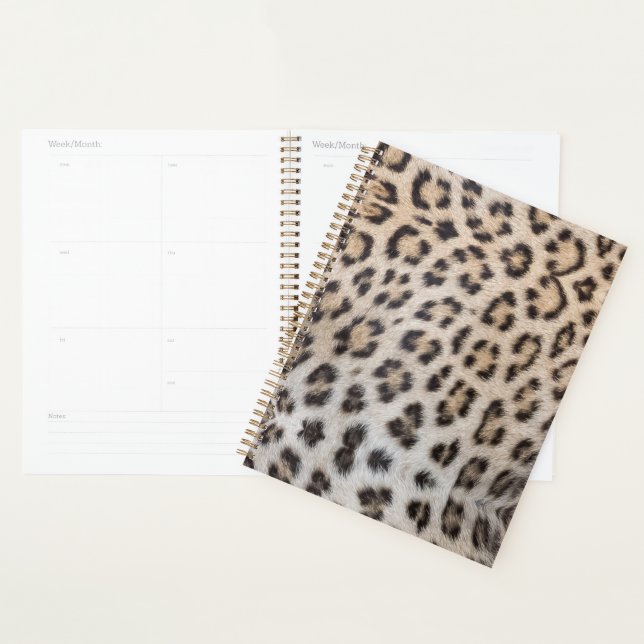 Elegant stylish leopard cheetah fur print pattern planner (Display)