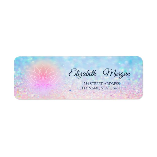 Elegant Stylish Lotus Bokeh Ombre  Address Label (Front)