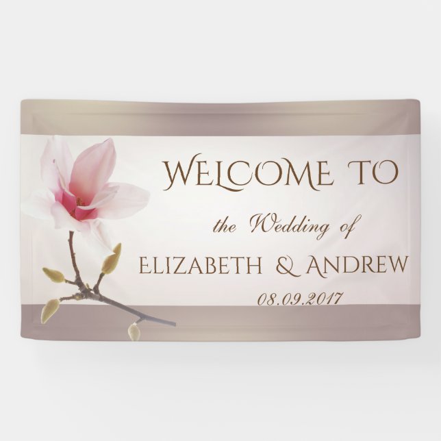 Elegant Stylish Magnolia  Wedding Banner (Horizontal)