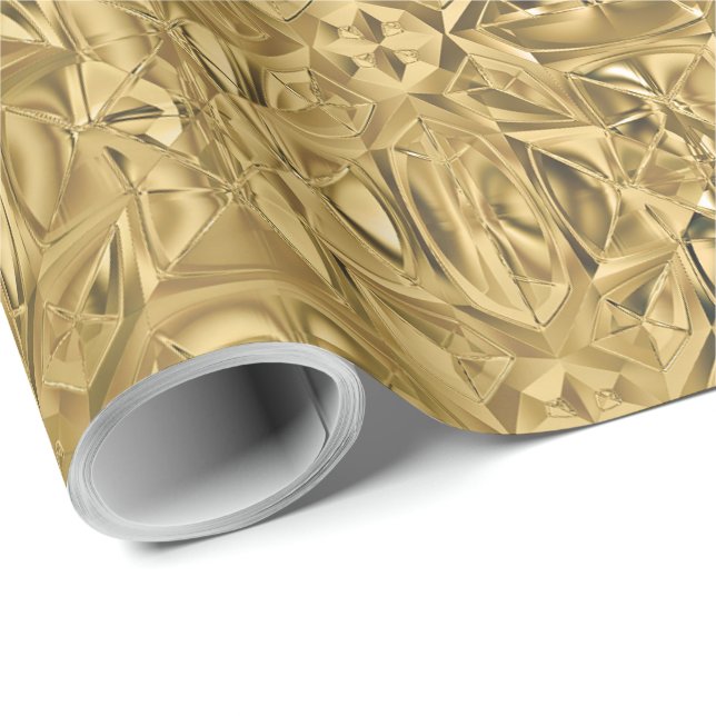Elegant Stylish Metallic Gold Textured Look  Wrapping Paper (Roll Corner)