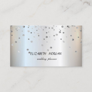 Elegant Stylish Minimalist, Silver  Confetti Business Card