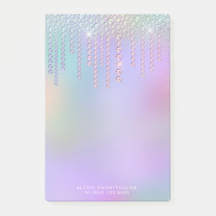 Elegant stylish modern chick holographic diamonds post-it notes
