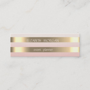 Elegant Stylish Modern Faux Gold Striped,Pink Mini Business Card