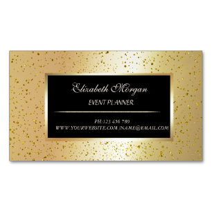 Elegant Stylish Modern Gold Confetti, Frame Magnetic Business Card