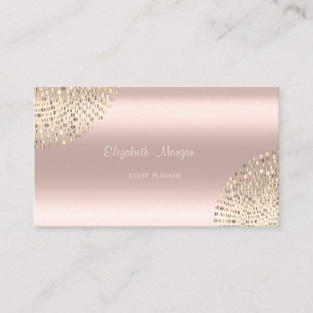 Elegant Stylish Modern Simple,Dots,Rose Gold Business Card (Front)