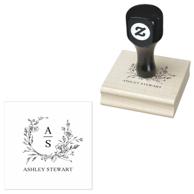 Elegant Stylish Monogram Logo Modern Professional Rubber Stamp (Stamped)
