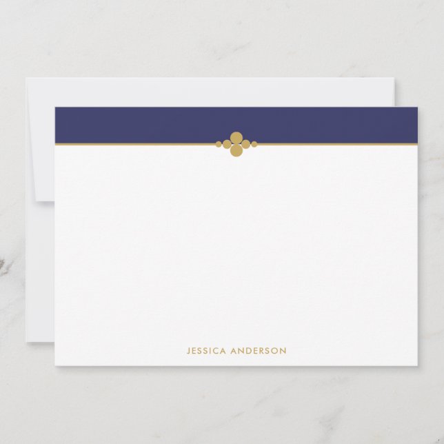 Elegant Stylish Navy Blue Gold Personalized Card (Front)