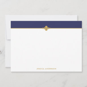 Elegant Stylish Navy Blue Gold Personalized Card