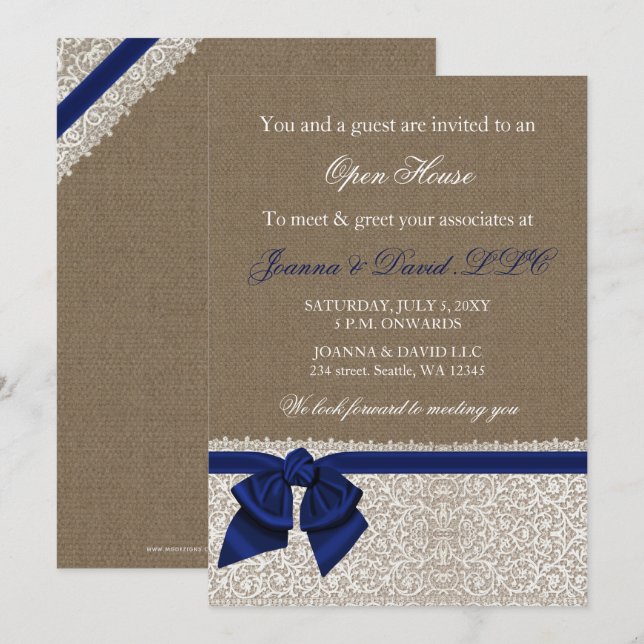Elégant Stylish Navy Invitation d'entreprise (Devant / Derrière)