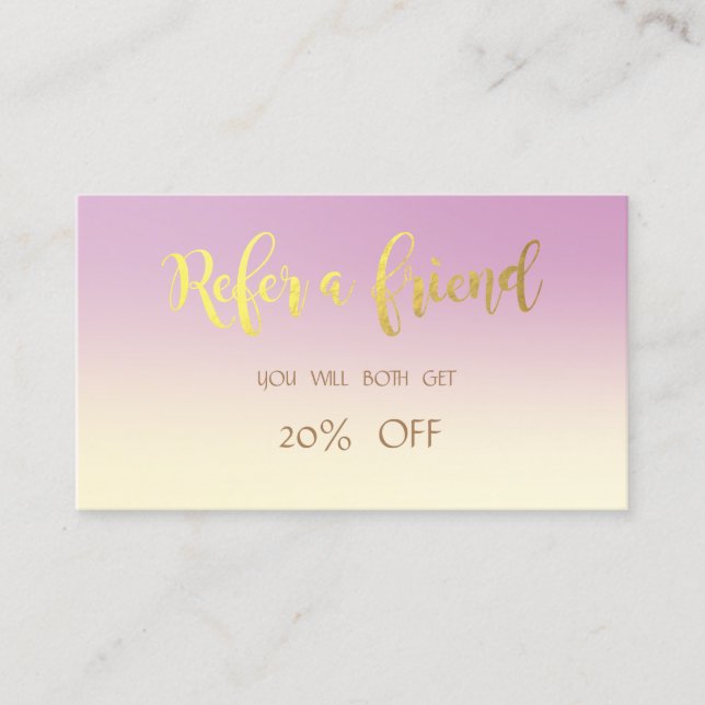 Elegant Stylish Ombre,Gold   Referral Card (Front)