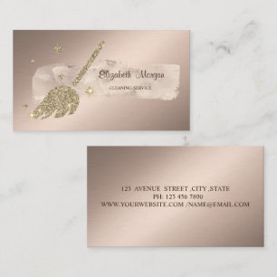 Elegant Stylish Paint Stroke Glitter Broom Business Card