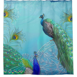 Elegant Stylish Peacocks n Feathers Shower Decor