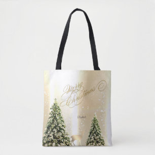 Elegant,Stylish Pine Trees,Christmas Reindeer Tote Bag
